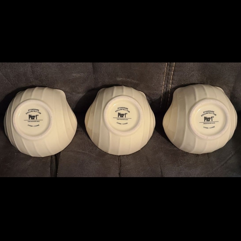 3pc Seashell Stoneware Bowls From Pier 1